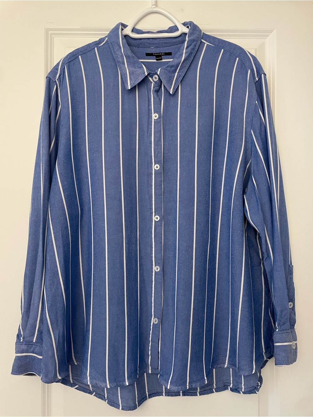 Light Blue Striped Button-Down Shirt - Women's